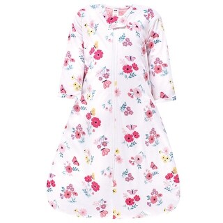 Hudson Baby Girls Long Sleeve Plush Faux Fur Sleeping Bag, Wearable Blanket, Butterfly Floral