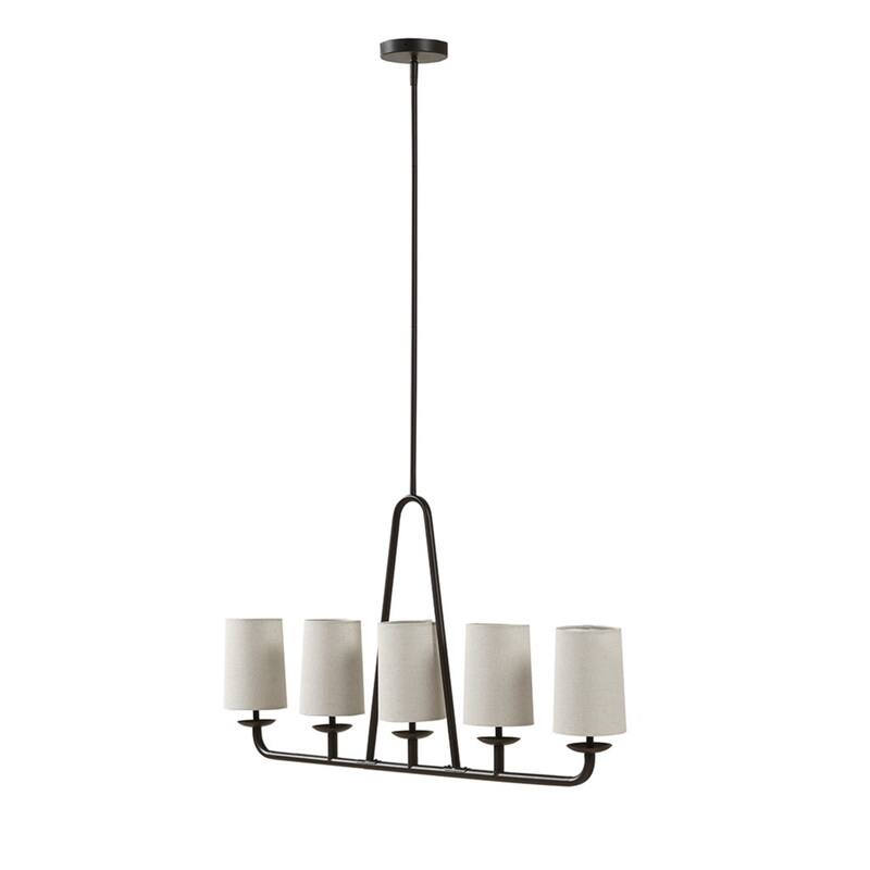 5-Light Farmhouse Bronze Linear Chandelier for Dining Room