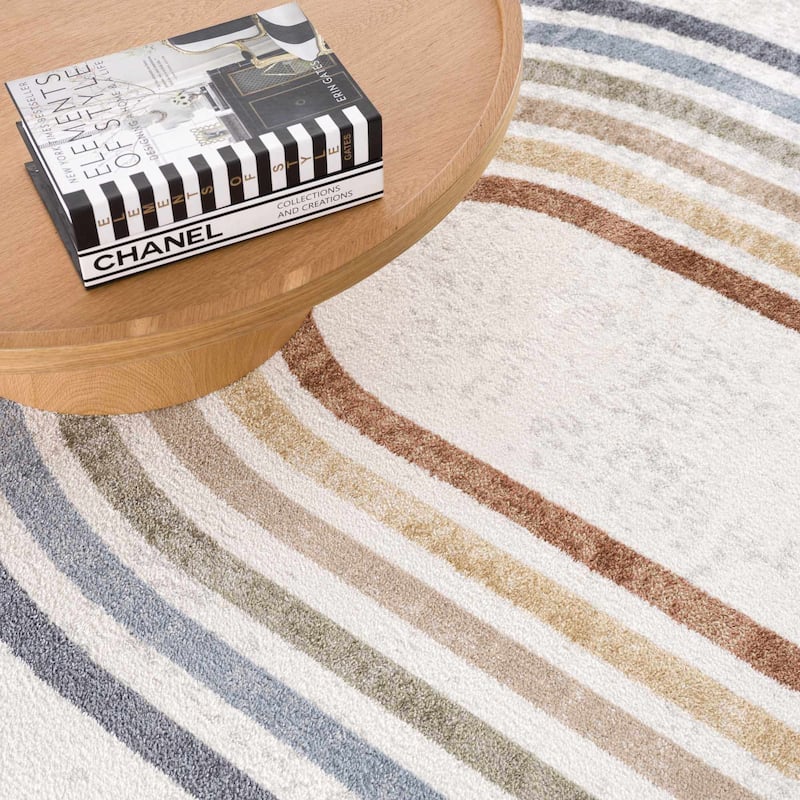 Hauteloom Giza Living Room, Bedroom Machine Washable Area Rug - Traditional - Dark Blue, Light Blue, Olive - 2' x 3'