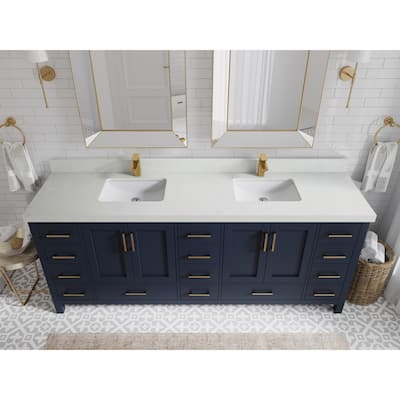Willow Collection 84 in. W x 22 in. D Malibu Double Sink Bathroom Vanity with Countertop