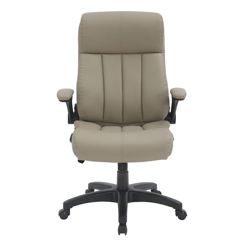 Modern Designs Faux Leather Adjustable Rolling Executive Office Chair - Taupe