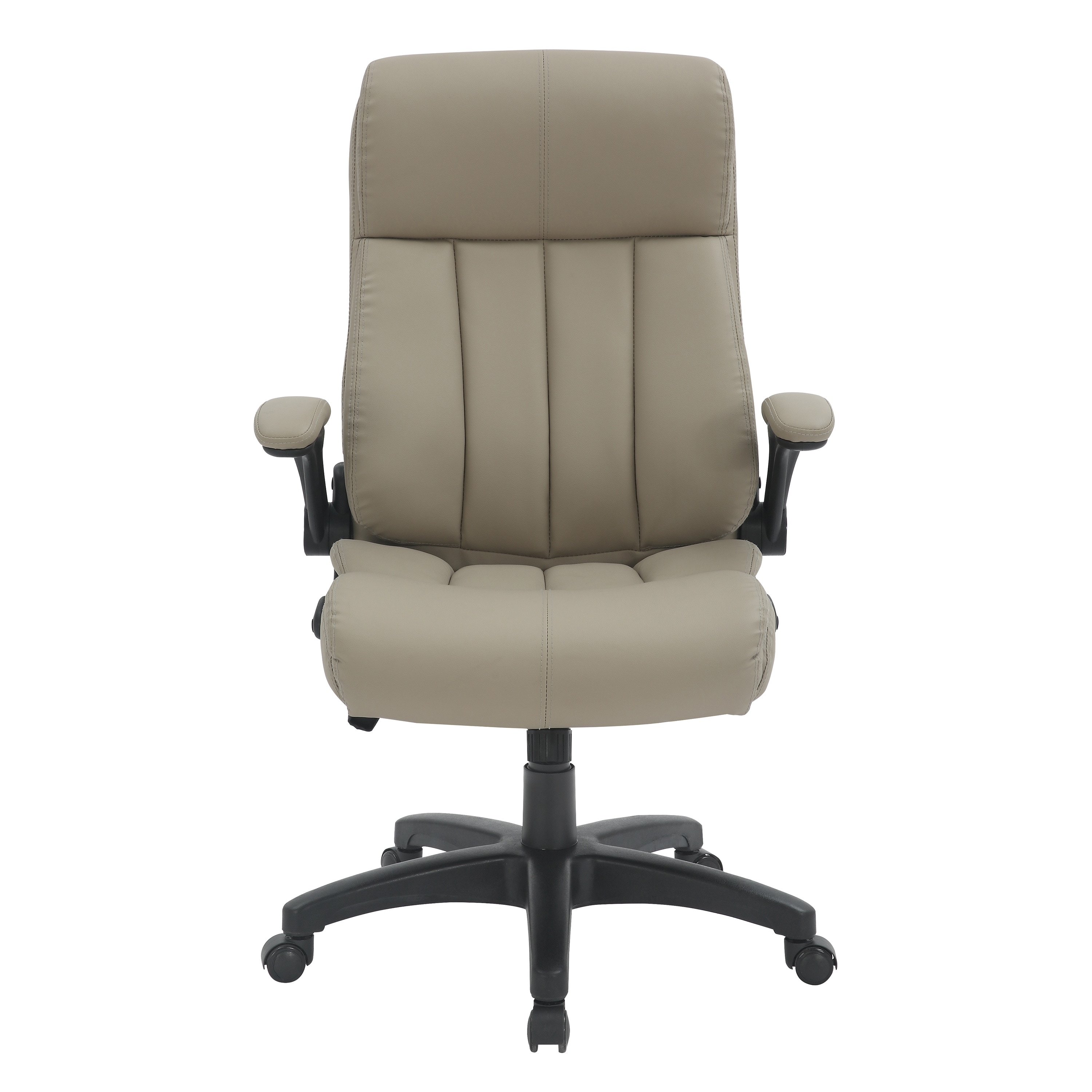 Techni Mobili Ergonomic Faux Leather Office Chair - Ultra-Padded Executive Desk Chair with Flip-Up Armrests, Grey