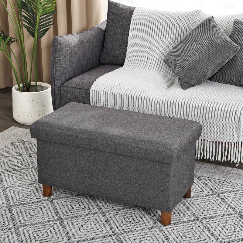 Adeco 30 Inches Storage Ottoman Bench for Living Room