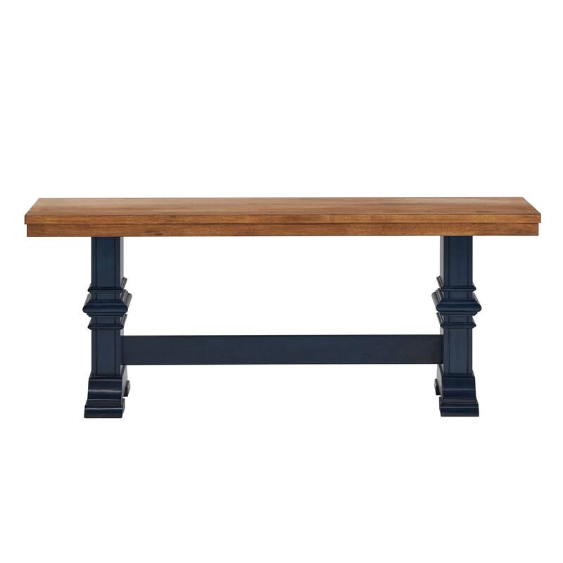 Eleanor Two-Tone Trestle Leg Wood Dining Bench by iNSPIRE Q Classic