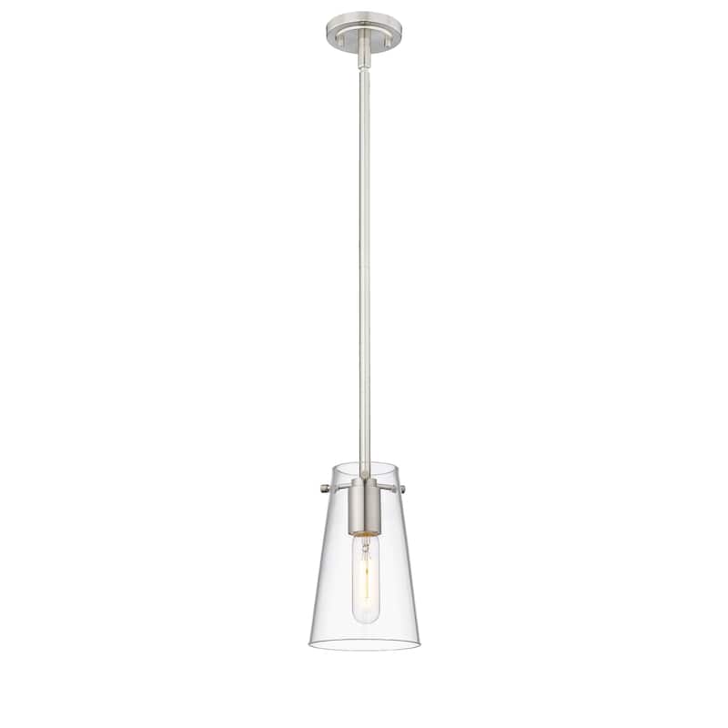 Kira by Z-Lite 1 Light Pendant in Brushed Nickel with Clear Glass Shade