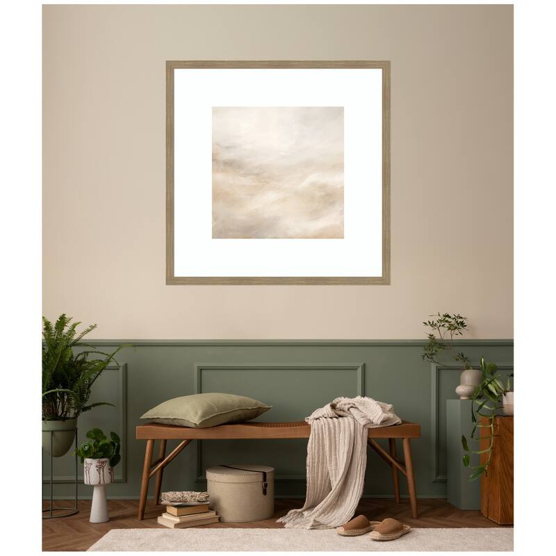 Kate and Laurel Tonal Textural White and Beige Neutrals by The Creative Bunch Studio Framed Wall Art Print