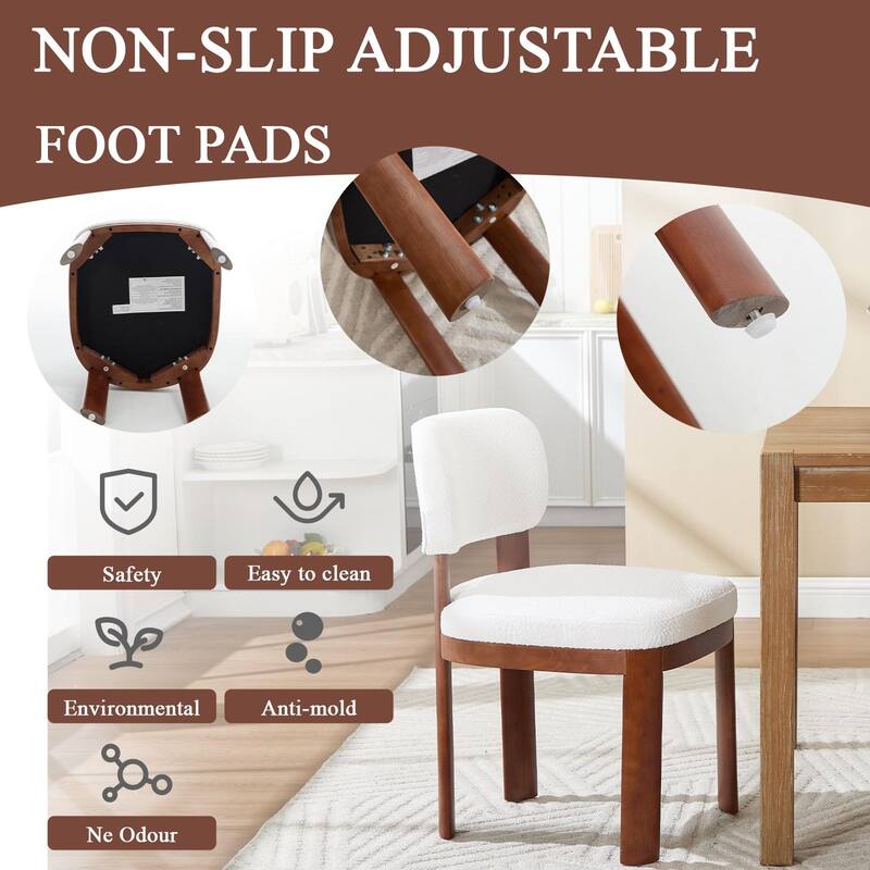 Beige Dining Chair Accent Chair Rustic Side Chair Office Chair Kitchen Chair Vanity Chair with Wood Legs