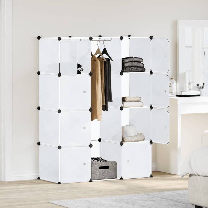 vidaXL Modular Cabinet with Compartments Storage Organizer for Living Room - White 42.9" x 14.4" x 56.3"