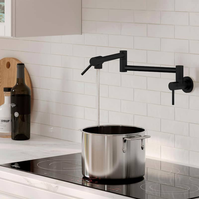 STYLISH Stainless Steel Wall Mount Pot Filler Folding Stretchable with Single Hole Two Handles