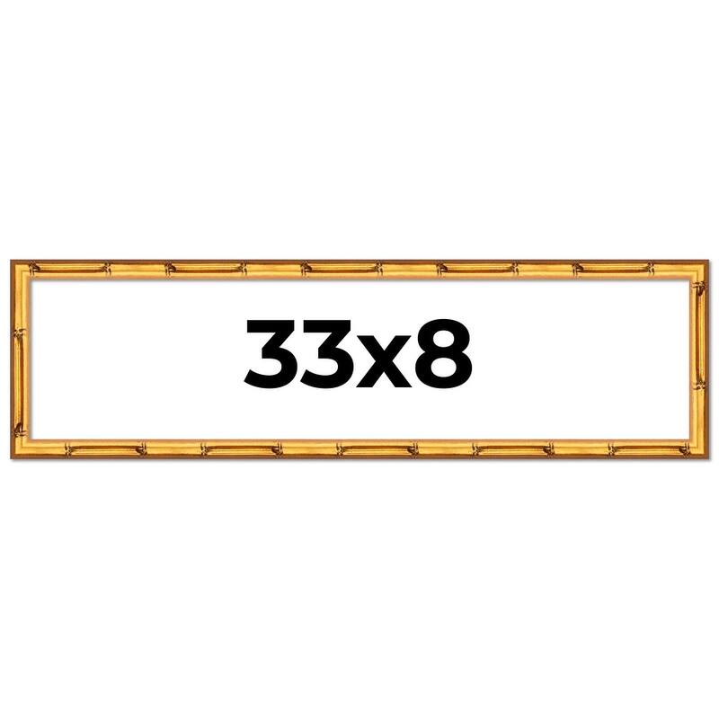 33x8 Frame Gold Bamboo Picture Frame Modern Photo Frame Includes UV Acrylic Shatter Guard Front Acid Free Foam Backing Board
