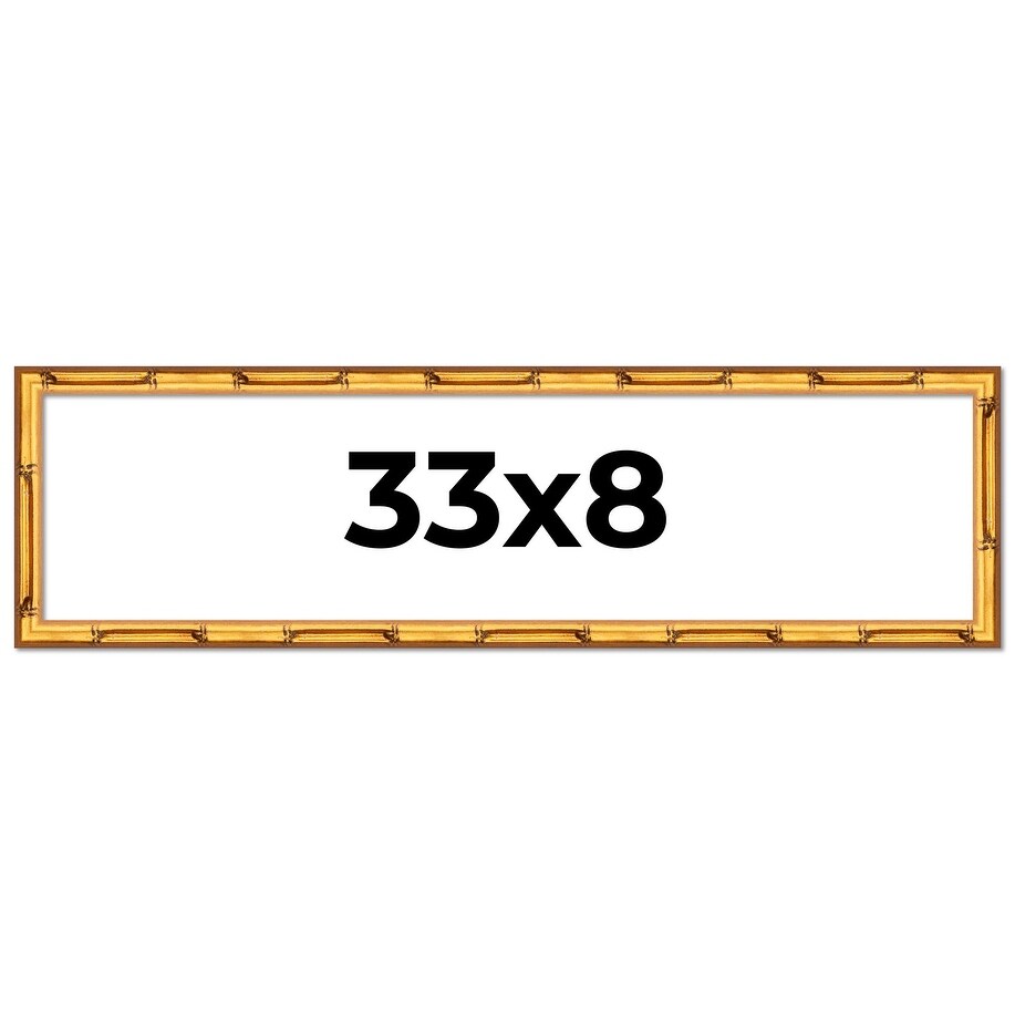 33x8 Frame Gold Bamboo Solid Wood Picture Frame | 1 Inch Moulding