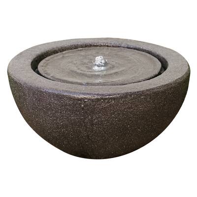 XBrand Round Sphere Water Fountain w/LED Light, Indoor Outdoor Décor, 10 Inch Tall, Grey