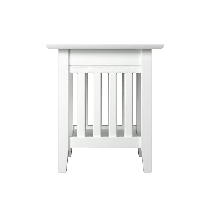 End Table with Charging Station - Modern Living Room Accent Table - White Finish - 20