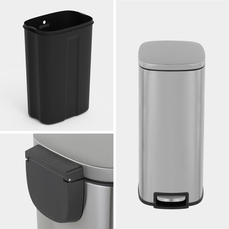 Innovaze 13 Gal./50 Liter Slim Stainless Steel Step-on Trash Can for Kitchen