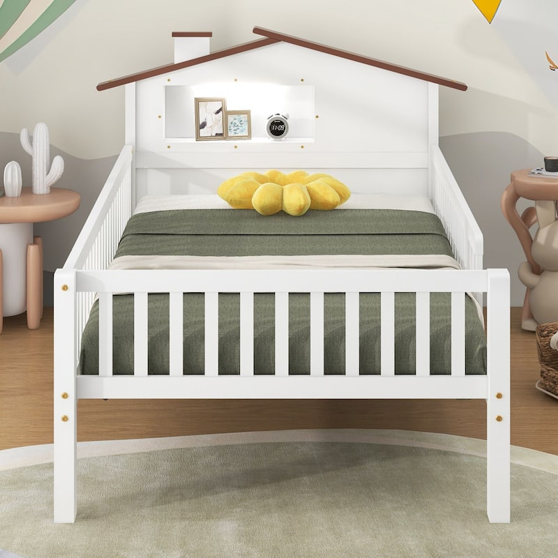Wood Platform Bed - White - Twin