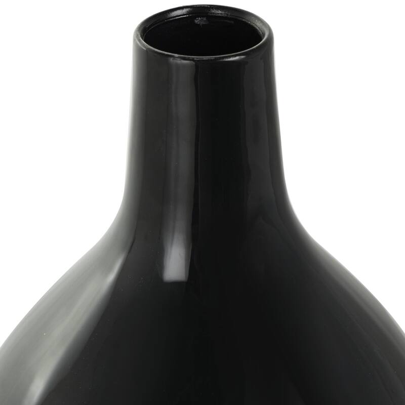 Metal Abstract Decorative Vase with Gold Detailing - Black - Roche River Decor