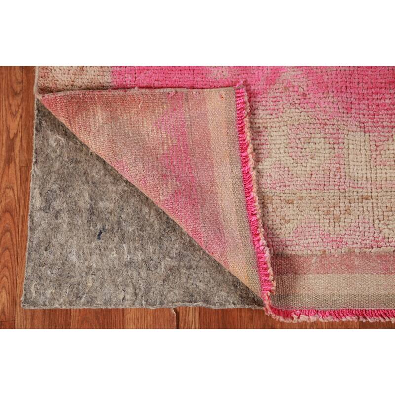 Fuchsia Oushak Turkish Runner Rug Handmade Wool Carpet - 2'10"x 11'7"