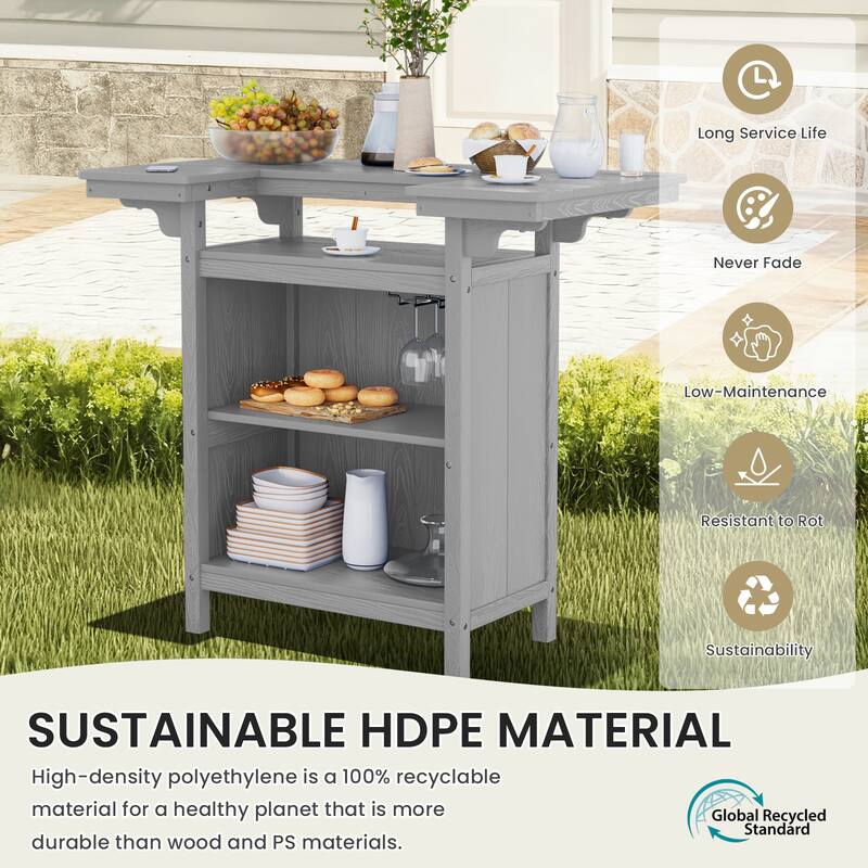 HDPE Indoor/Outdoor Bar Table with Storage Shelves