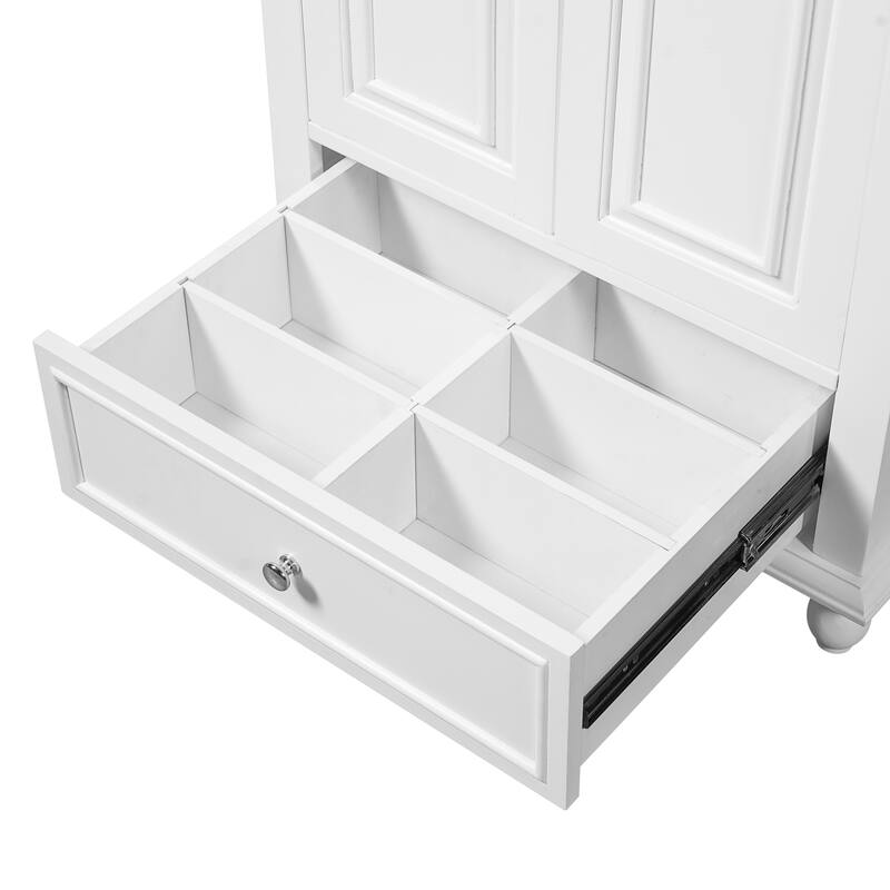 24" Bathroom Vanity with Ceramic Sink, Freestanding Storage Cabinet with Soft-Closing Doors & Drawer Dividers