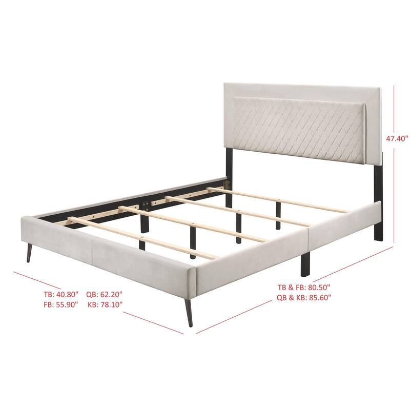 Clayfell Lattice Upholstered Panel Bed