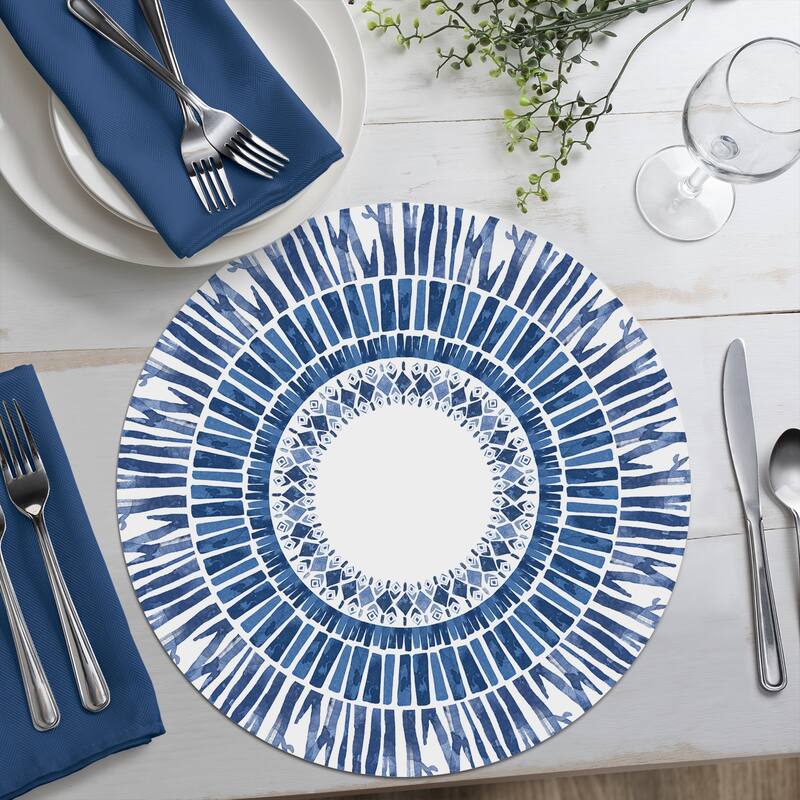 Round Reversible Wipe-clean Placemats Set of 4 - Aegean