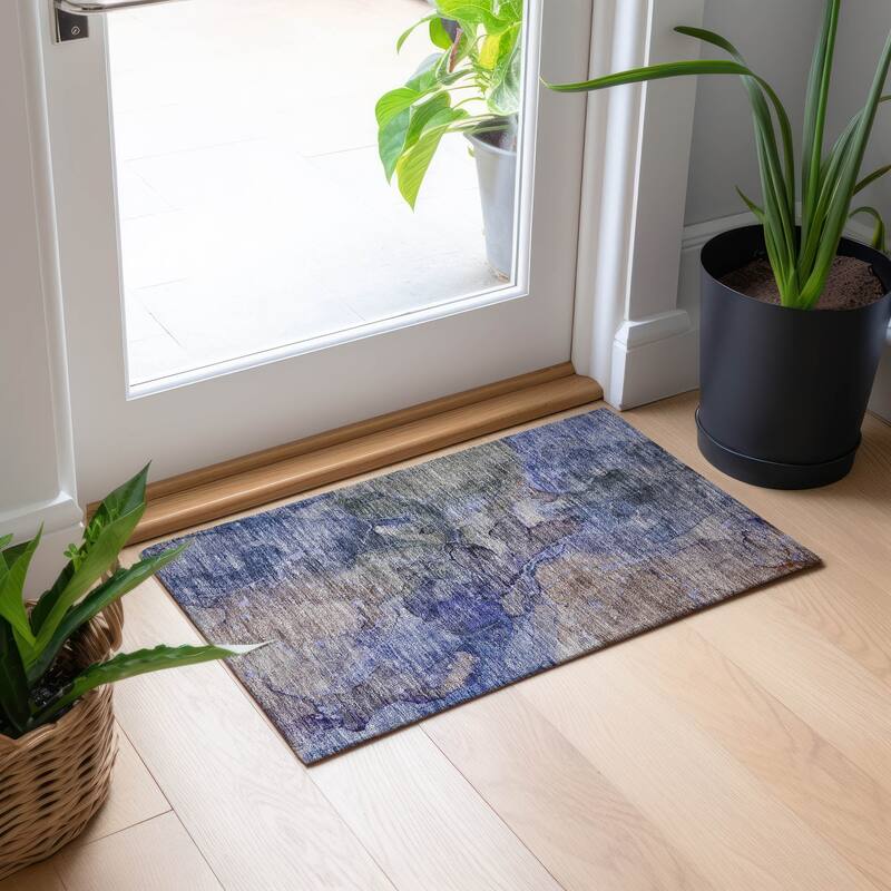 Machine Washable Indoor/ Outdoor Chantille Abstract Modern Rug