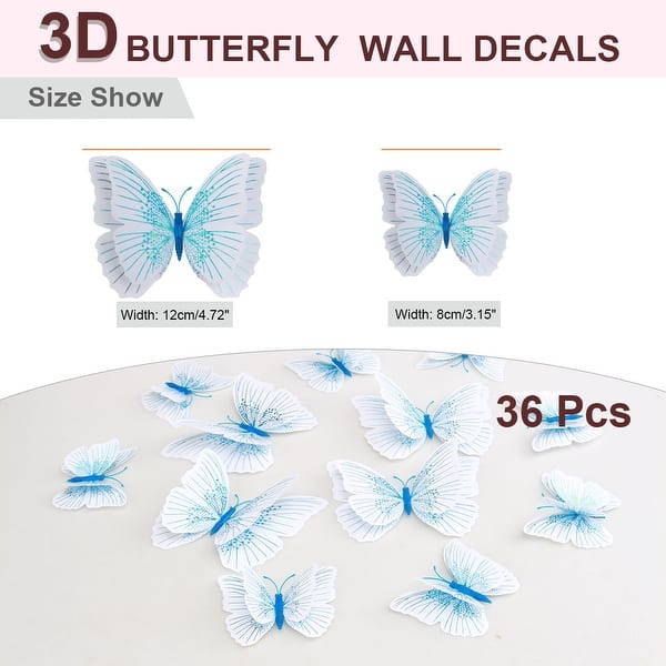 Shop 36pcs 3d Butterfly With Double Wings Diy Wall Sticker For