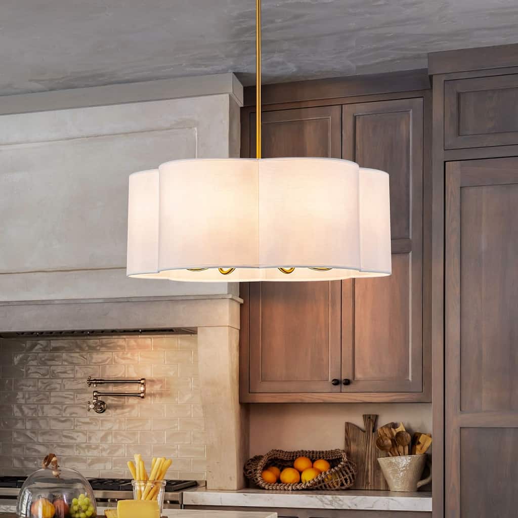 6-Light Dimmable Chandelier with Drum Fabric Shade