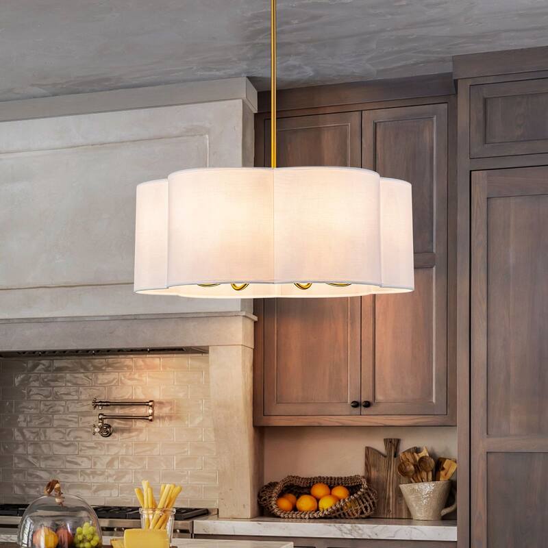 6-Light Dimmable Chandelier with Drum Fabric Shade