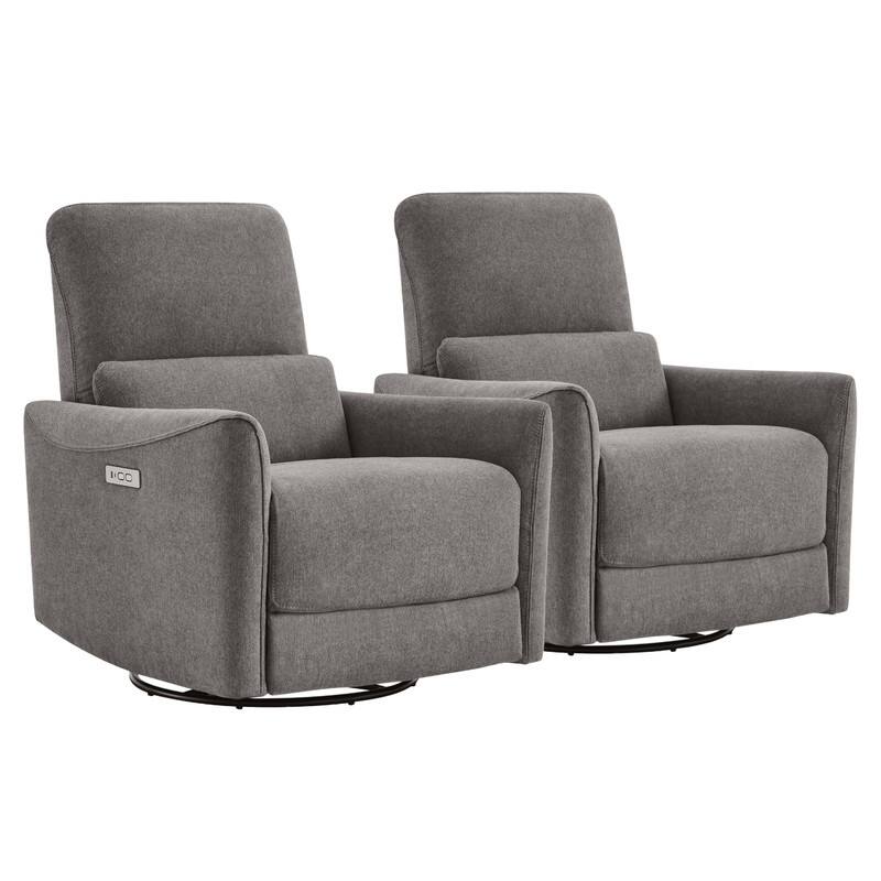 Spruce & Spring Asher Power Swivel Glider Recliner - Metal-Fabric-Set of 2
