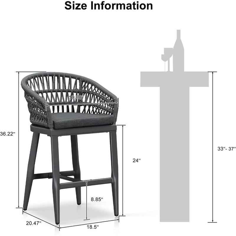 PURPLE LEAF 2 Set of Modern Bar Stool with Backrest and Arm,Cushion Included