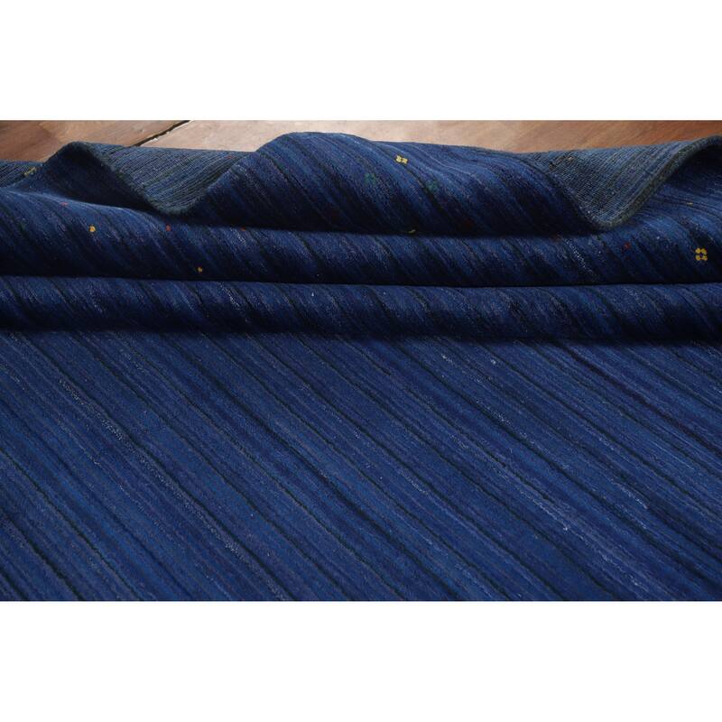Hand Knotted Oriental 100% Wool Carpet Tribal Tribal Navy Blue & Blues Gabbeh Area Rug - 11' 4'' X 8' 11''