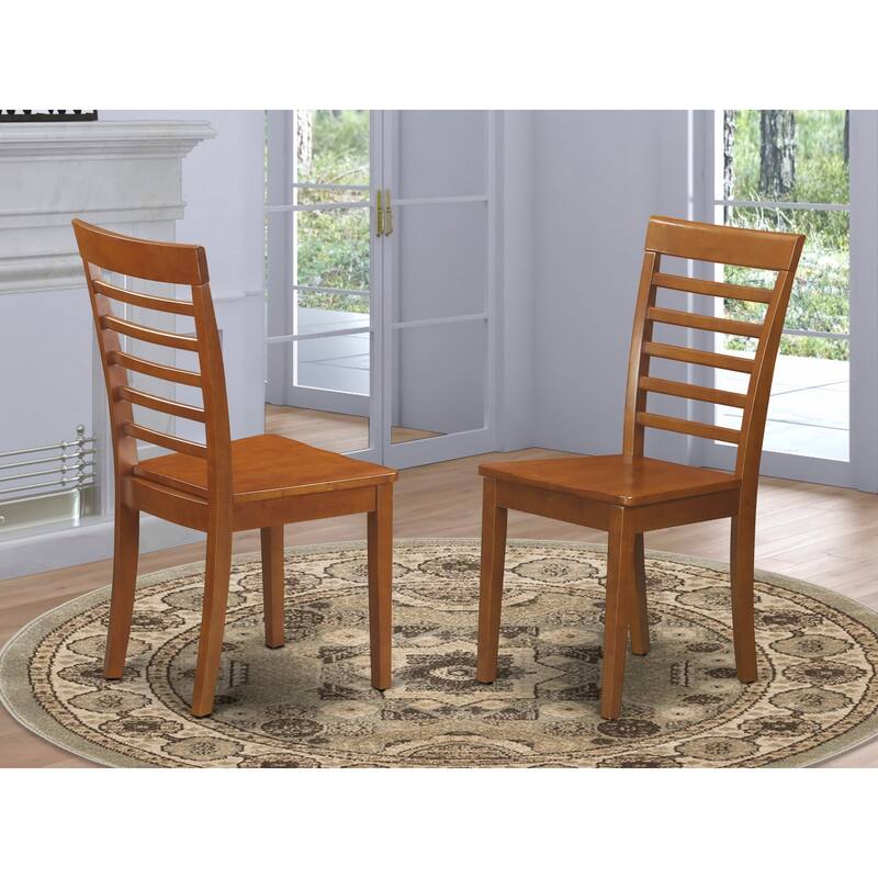 East West Furniture Kitchen Dining Chairs, Saddle Brown - Set of 2 (Seat's Type Options) - MLC-SBR-W