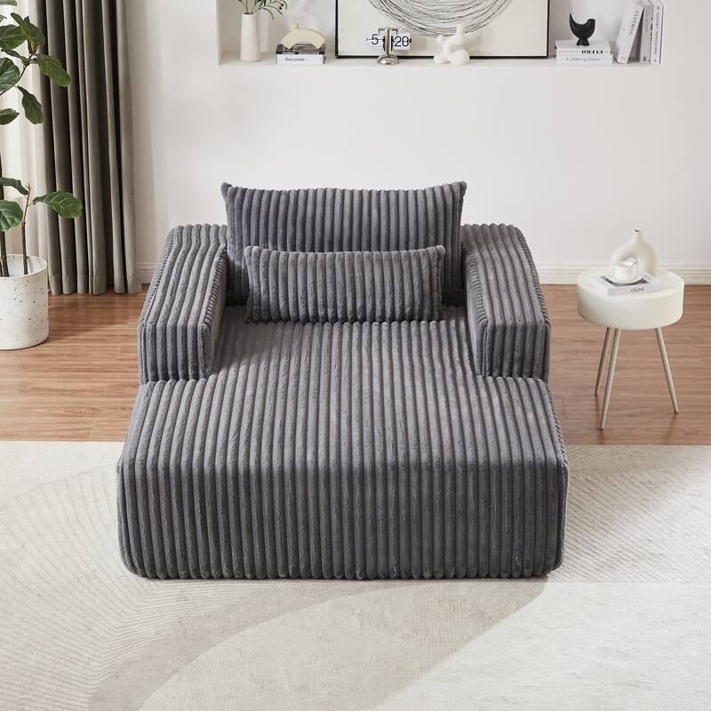 Modern 75" Corduroy Lounge Chair, Soft and Comfortable Sleeper Sofa with Pillow Support for Indoor Spaces