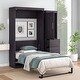 preview thumbnail 2 of 10, Twin Size Storage Murphy Bed with Wardrobe and Drawers, Save Space Wood Wall Bed Frame, Can be Folded into a Cabinet, Grey