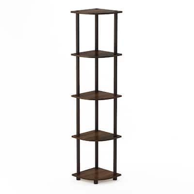 5 Tiers Wood Household Shelving Unit in Walnut/Brown (11.6 in. W x 57.7 in. H x 11.6 in. D)