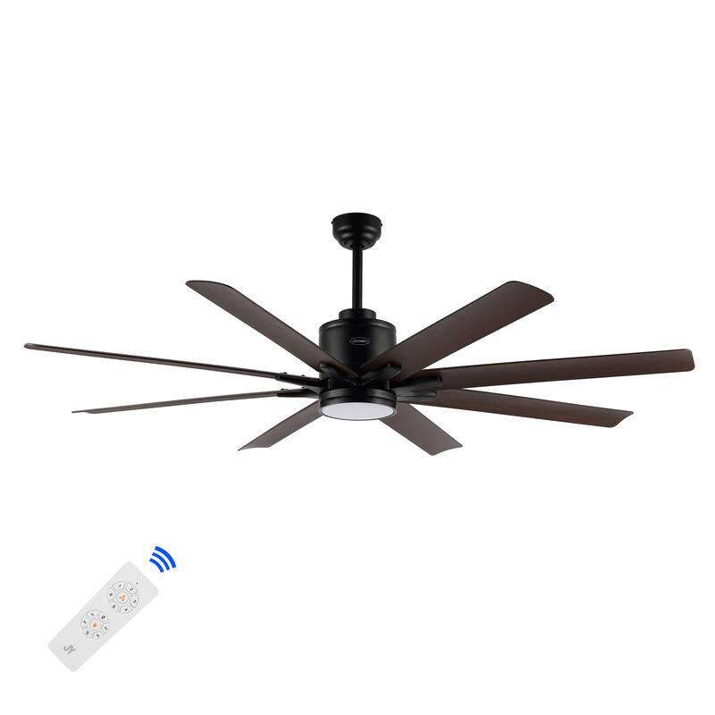 Miranda 66" 1-Light Contemporary Iron Mobile-App/Remote-Controlled 6-Speed Ceiling Fan with Integrated LED Light by JONATHAN Y