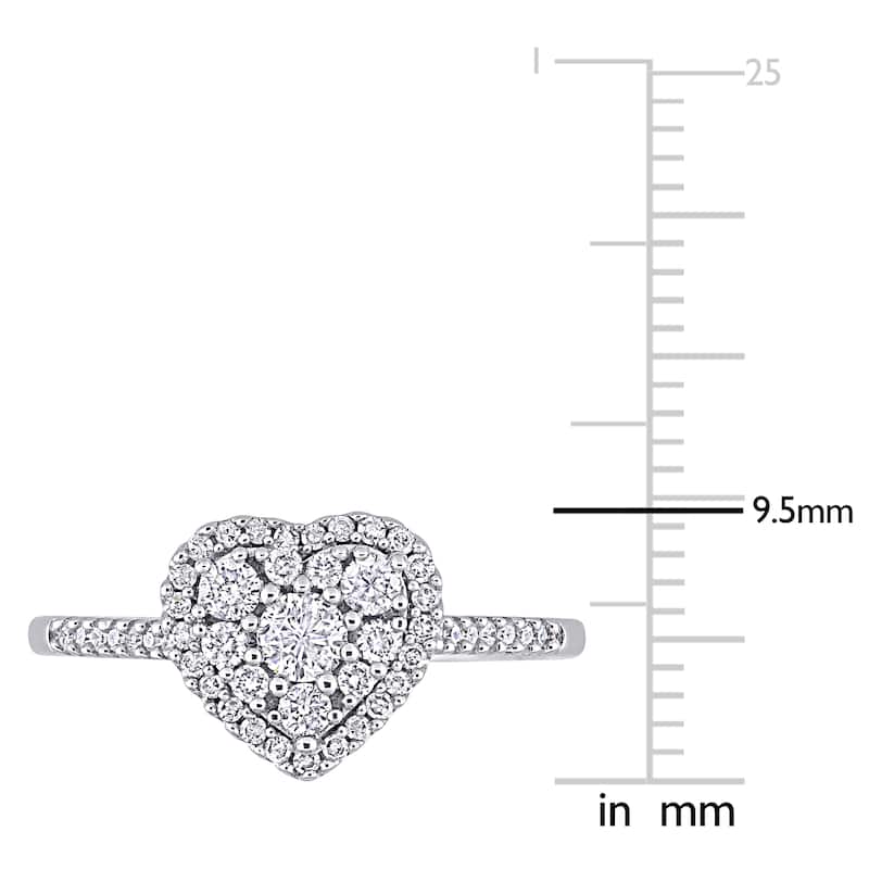 Miadora 10k White Gold 1/2ct TDW Diamond Composite Heart Halo Engagement Ring