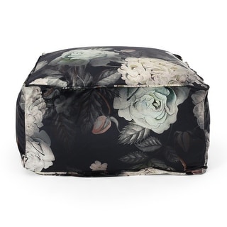 Navy Floral Print Quilted Pouf- Large main image 0