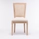 preview thumbnail 2 of 10, Square Rattan Back Dining Chair Set of 2, Cream Linen Fabric Chairs