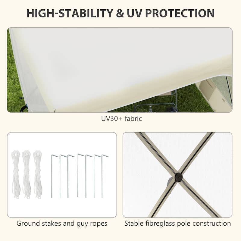 Outsunny 7' x 8' Pop Up Canopy Tent, UV-Resistant Camping Tent Event Shelter with Curtains, Nettings and Carrying Bag