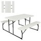 preview thumbnail 1 of 23, Indoor and Outdoor Folding Picnic Table Bench Set with Wood-like Texture - 59" x 54" x 28.5"(L X W X H) White