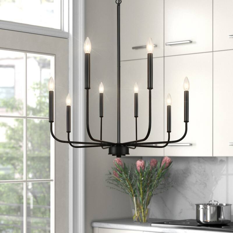 Starsky 8-Light Traditional Classic Candle-Style Chandelier Mid-Century Modern Farmhouse