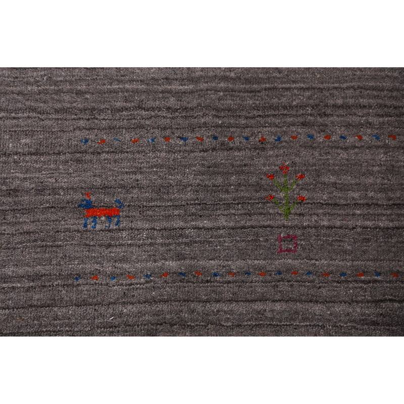Hand Knotted Oriental 100% Wool Carpet Tribal Tribal Greys & Charcoal Gabbeh Area Rug - 9' 8'' X 7' 11''