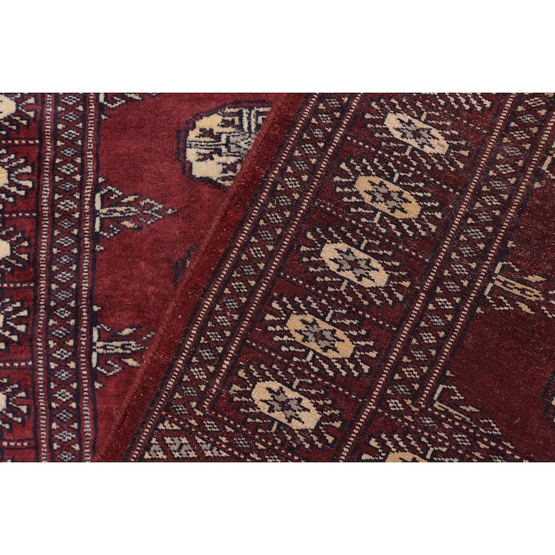 Tribal Bokhara Morris Maroon/Gray Hand Knotted Wool Rug - 3'0'' x 5'0''