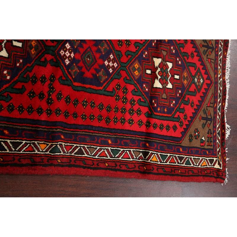 Geometric Hamedan Persian Home Decor Area Rug Hand-knotted Wool Carpet - 2'11" x 5'0"