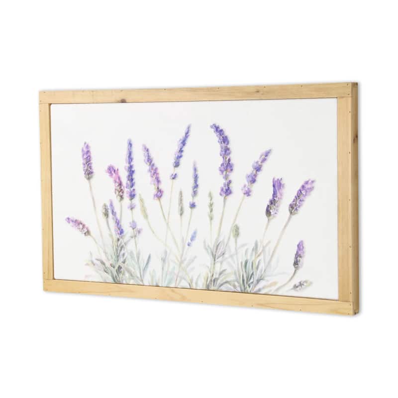 HomeRoots 16" X 26" Natural White And Lavender Floral Wood Framed Art