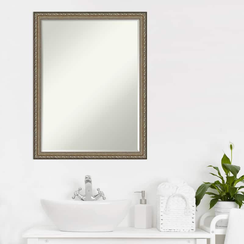 Petite Bevel Wood Bathroom Wall Mirror - Parisian Silver Frame - Parisian Silver - 20 x 26 in