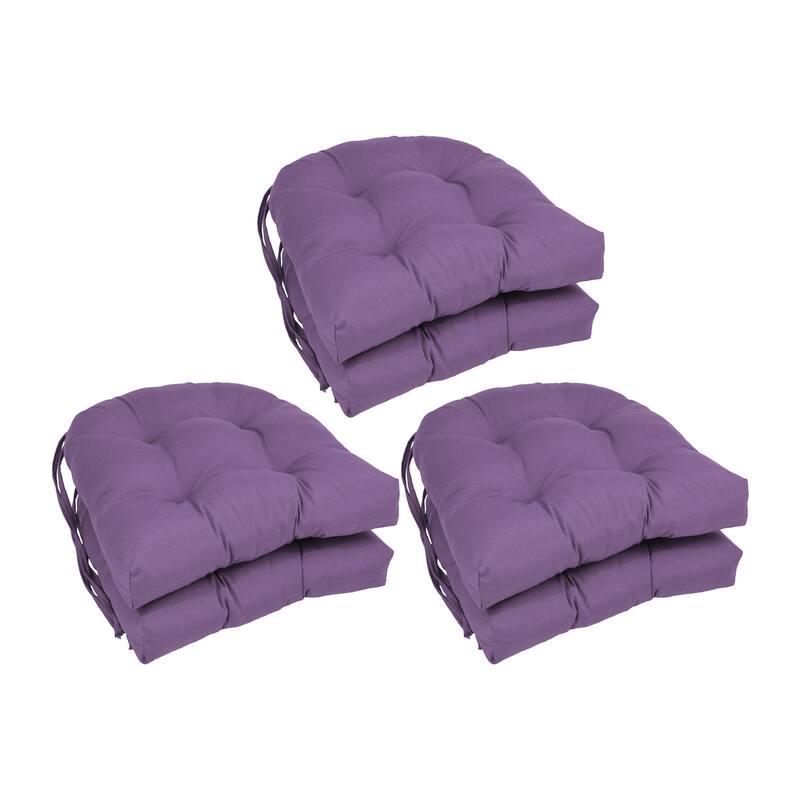 16-inch U-Shaped Indoor Twill Chair Cushions (Set of 2, 4, or 6) - 16" x 16" - Set of 6 - Grape