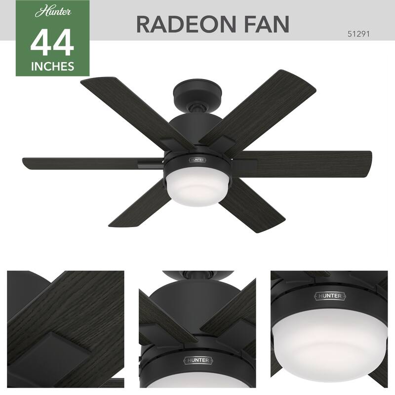 Hunter 44" WiFi Radeon Ceiling Fan with LED Light Kit and Wall Control - SMART FAN!